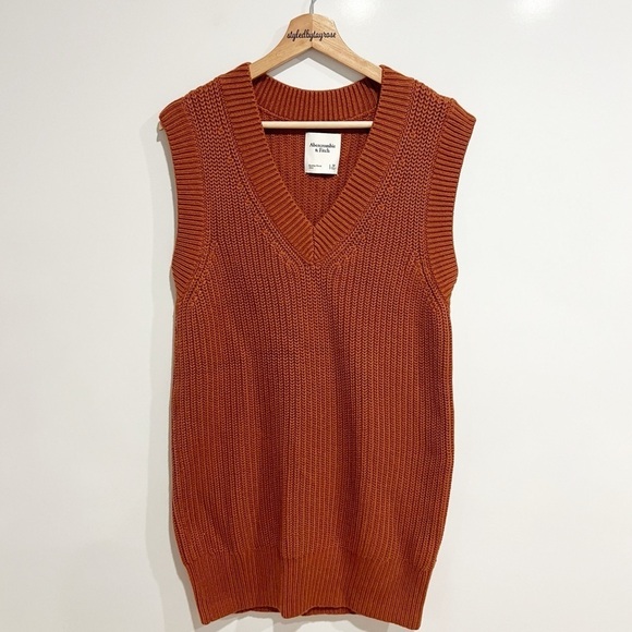 Abercrombie & Fitch Sweater Vest Mini Dress in burnt orange - Picture 3 of 8